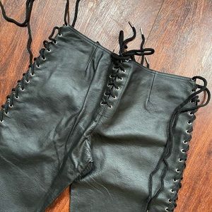 Elegant Moments - black leather lace-up pants